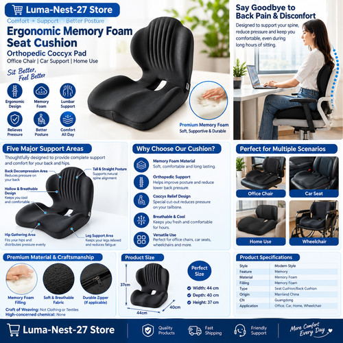 Ergonomic memory foam - foam, seat
